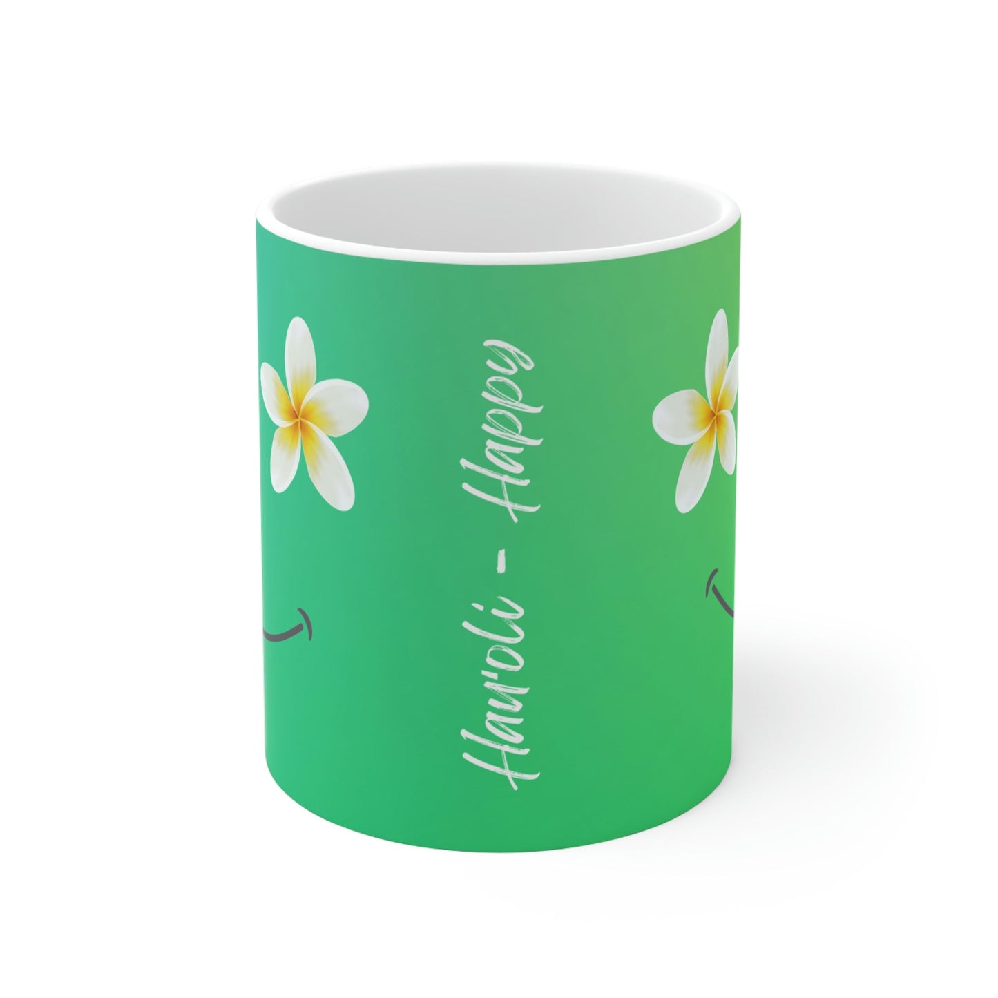 11oz Mug Plumeria Happy Face - Global Village Kailua Boutique