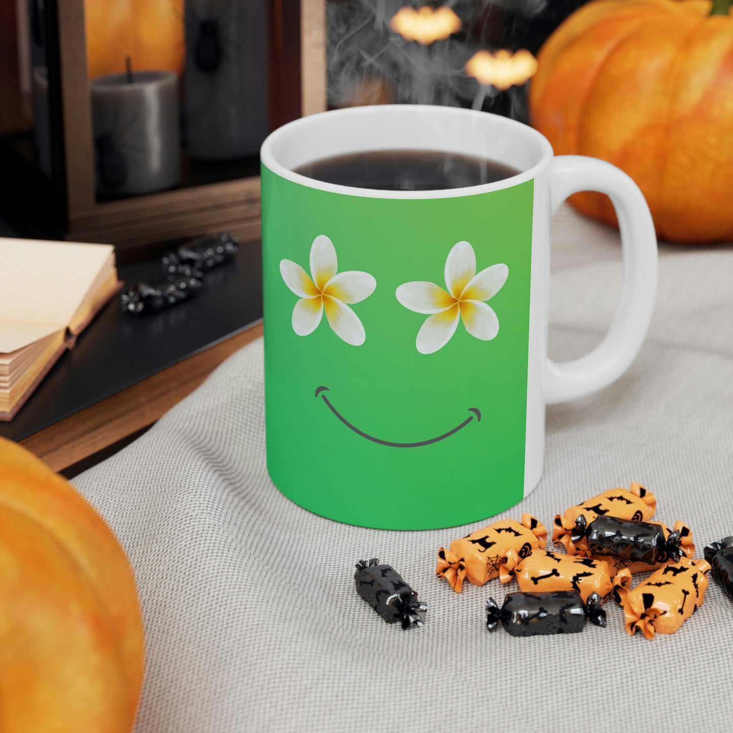 11oz Mug Plumeria Happy Face - Global Village Kailua Boutique