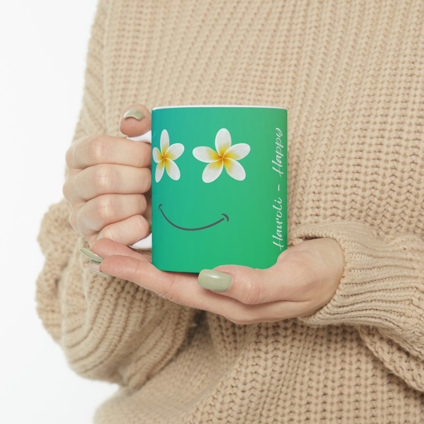 11oz Mug Plumeria Happy Face - Global Village Kailua Boutique