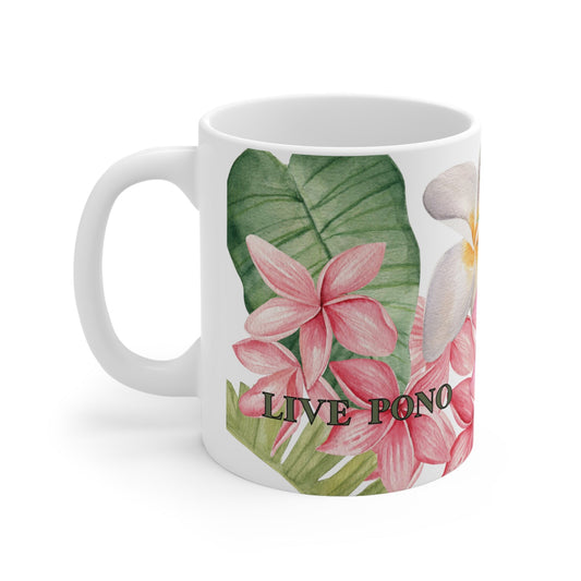 11oz Mug Watercolor Floral - Global Village Kailua Boutique