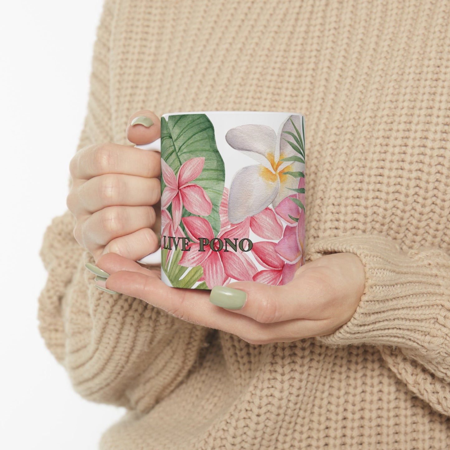 11oz Mug Watercolor Floral - Global Village Kailua Boutique