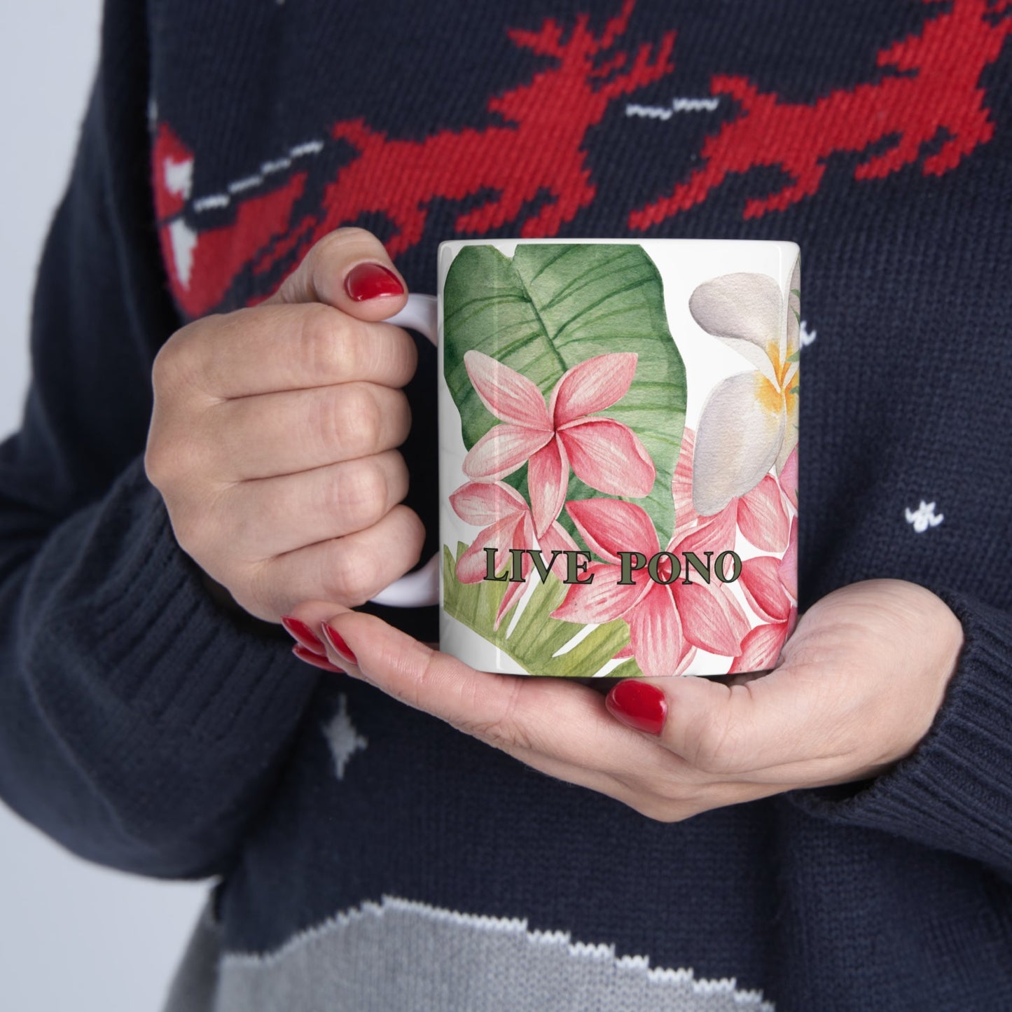 11oz Mug Watercolor Floral - Global Village Kailua Boutique