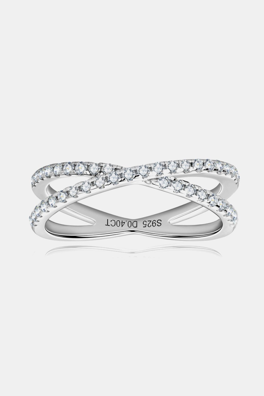 .4 Carat Moissanite 925 Sterling Silver Crisscross Ring - Global Village Kailua Boutique