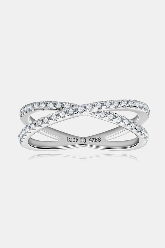 .4 Carat Moissanite 925 Sterling Silver Crisscross Ring - Global Village Kailua Boutique