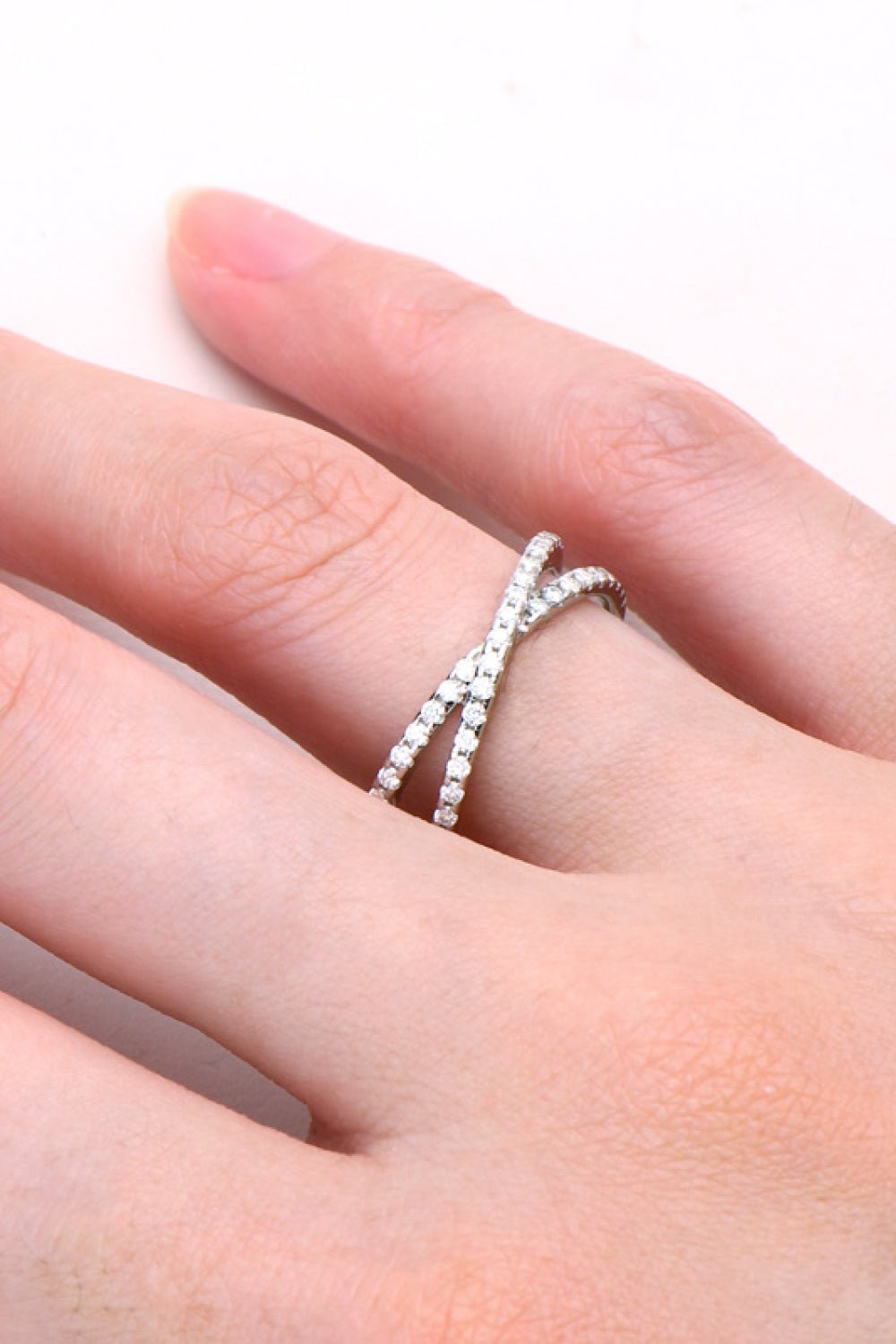 .4 Carat Moissanite 925 Sterling Silver Crisscross Ring - Global Village Kailua Boutique
