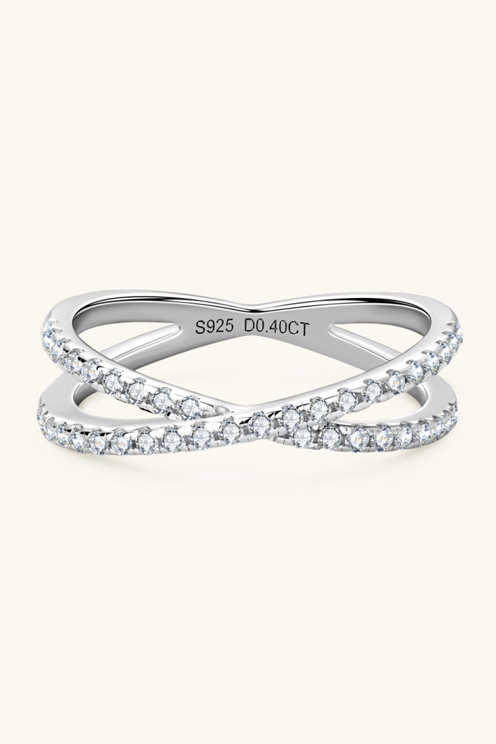 .4 Carat Moissanite 925 Sterling Silver Crisscross Ring - Global Village Kailua Boutique