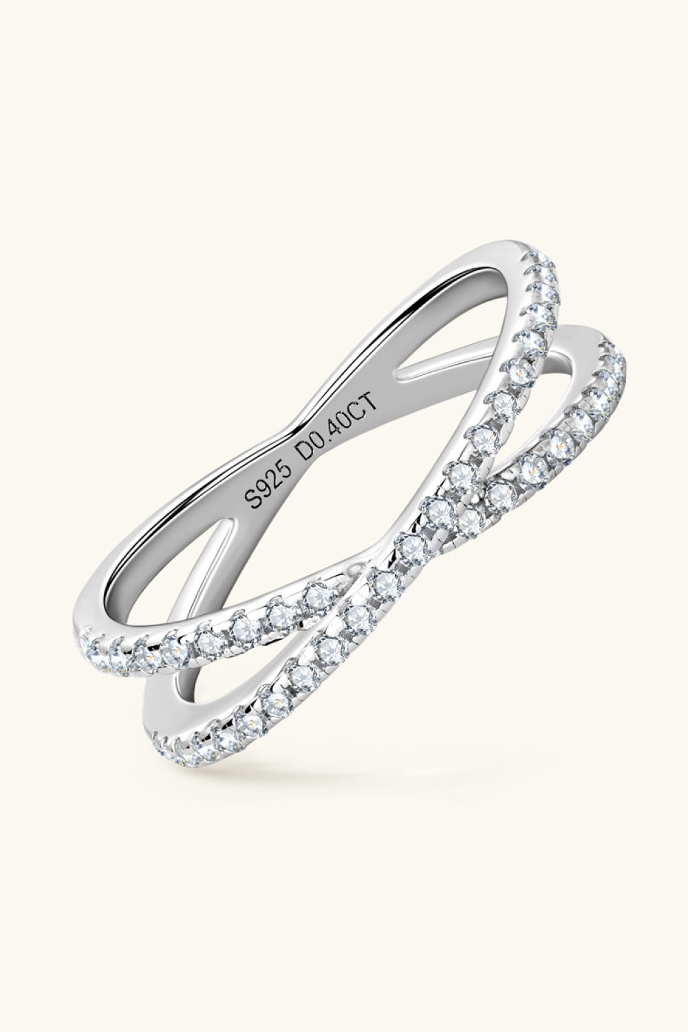 .4 Carat Moissanite 925 Sterling Silver Crisscross Ring - Global Village Kailua Boutique
