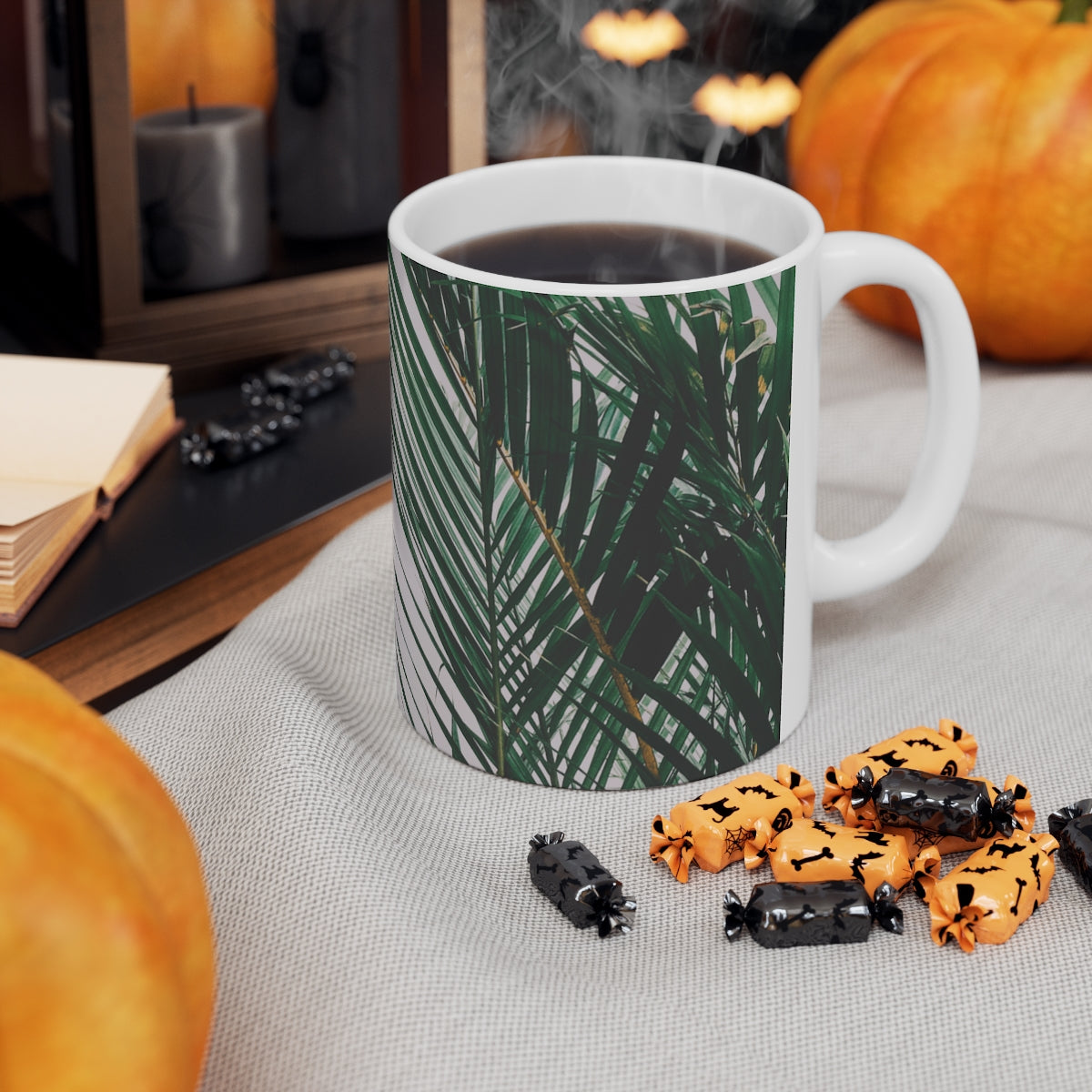 11oz Mug Mahalo Mode Palm Leaf Global Village Kailua Boutique