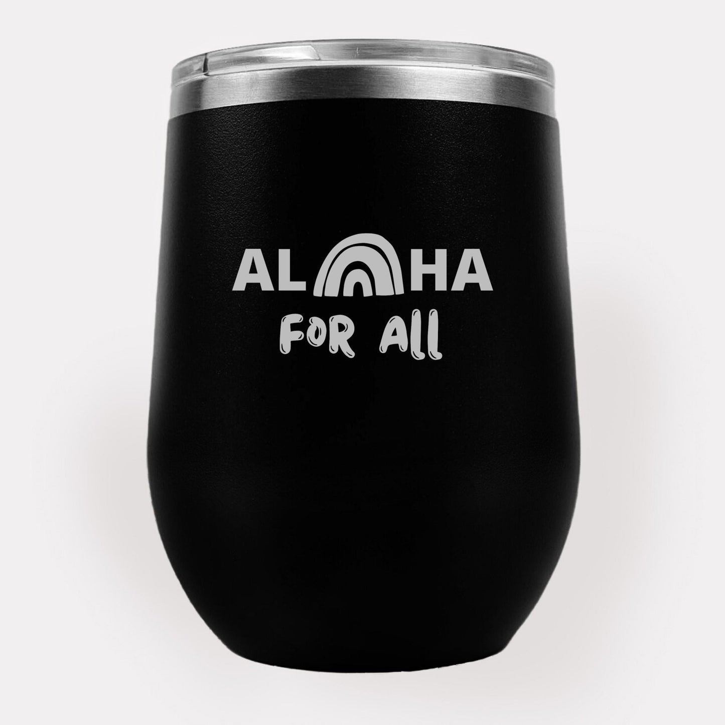 Aloha For All Rainbow 12oz Etched Tumbler Global Village Kailua Boutique
