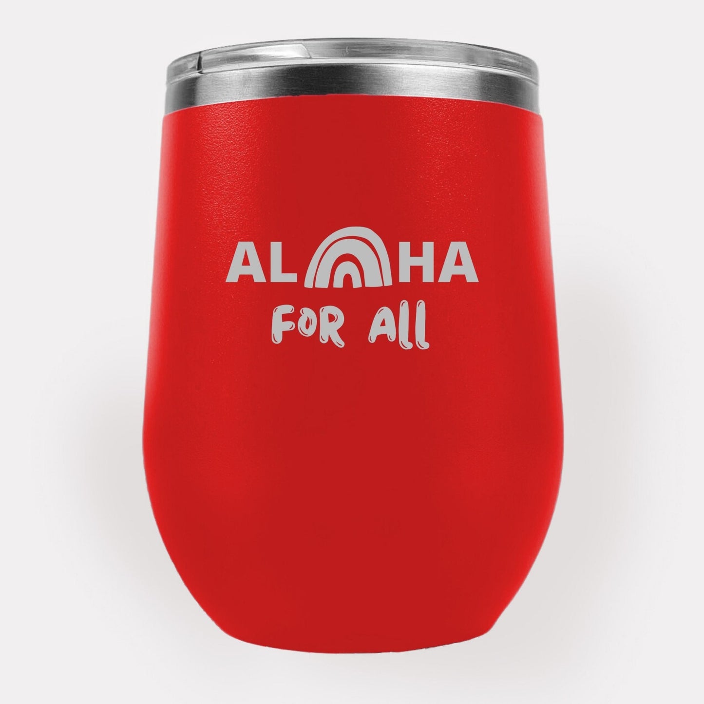 Aloha For All Rainbow 12oz Etched Tumbler Global Village Kailua Boutique