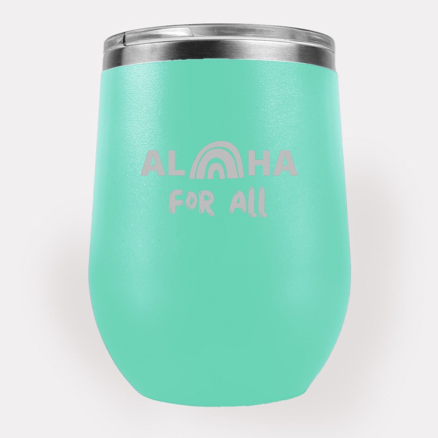 Aloha For All Rainbow 12oz Etched Tumbler Global Village Kailua Boutique