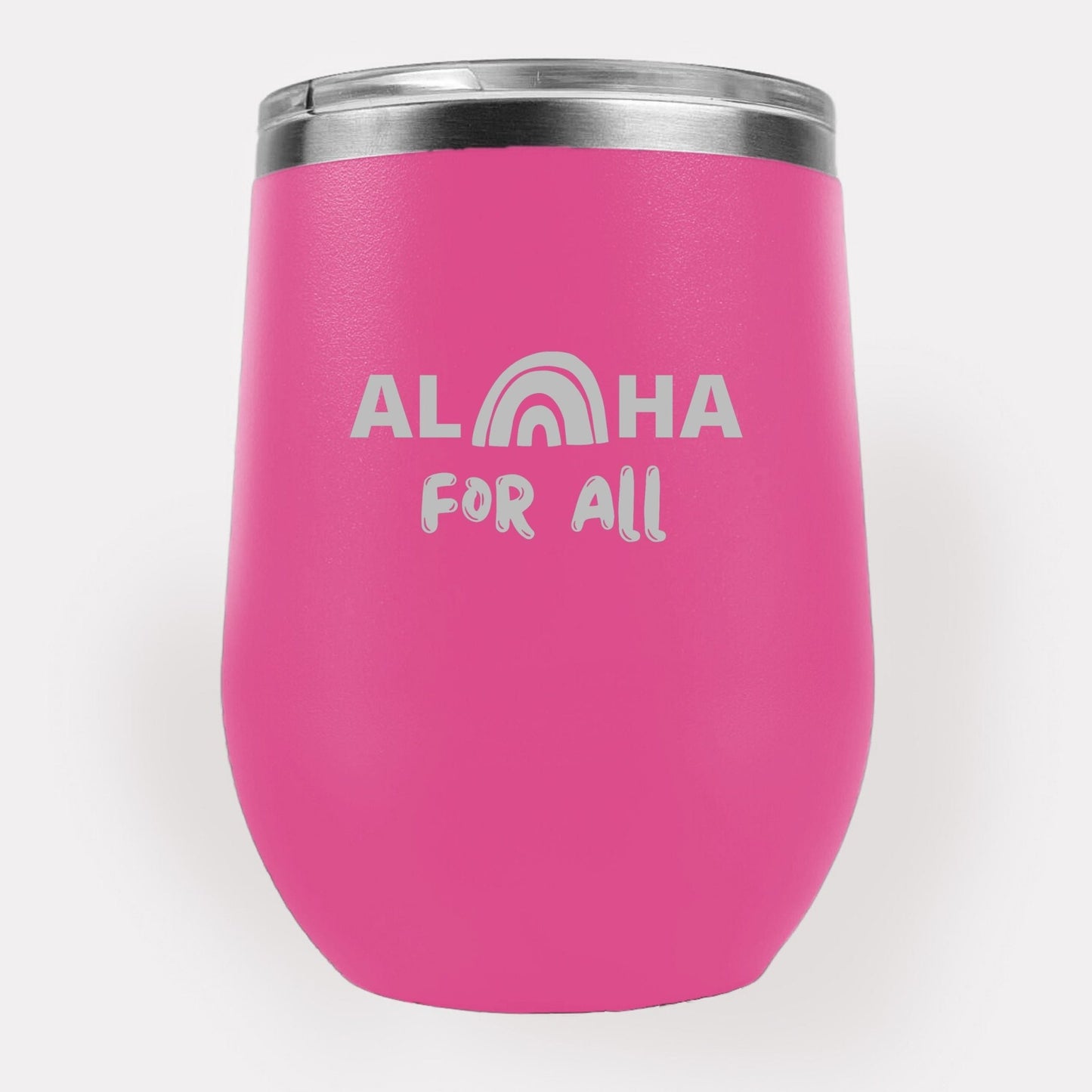 Aloha For All Rainbow 12oz Etched Tumbler Global Village Kailua Boutique