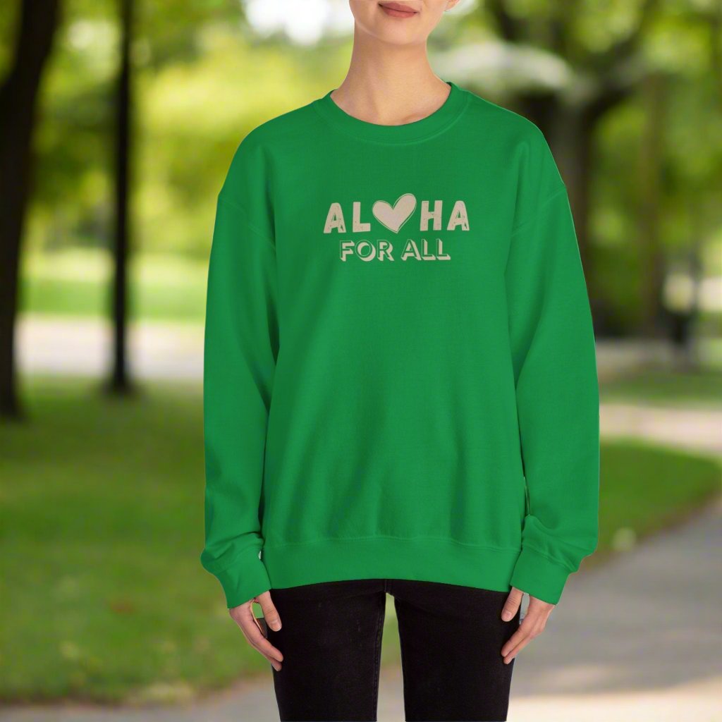 Aloha For All Unisex Heavy Blend Crewneck Sweatshirt - Global Village Kailua Boutique