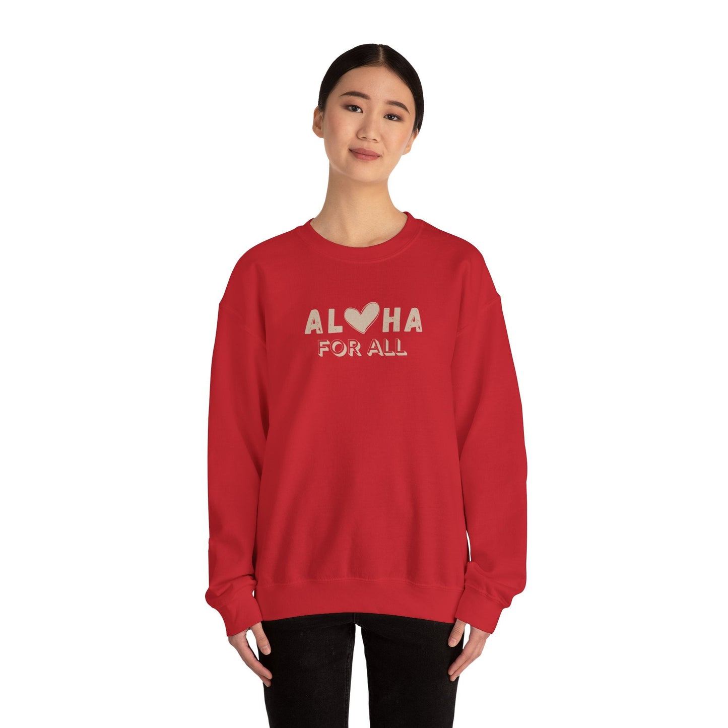 Aloha For All Unisex Heavy Blend Crewneck Sweatshirt - Global Village Kailua Boutique