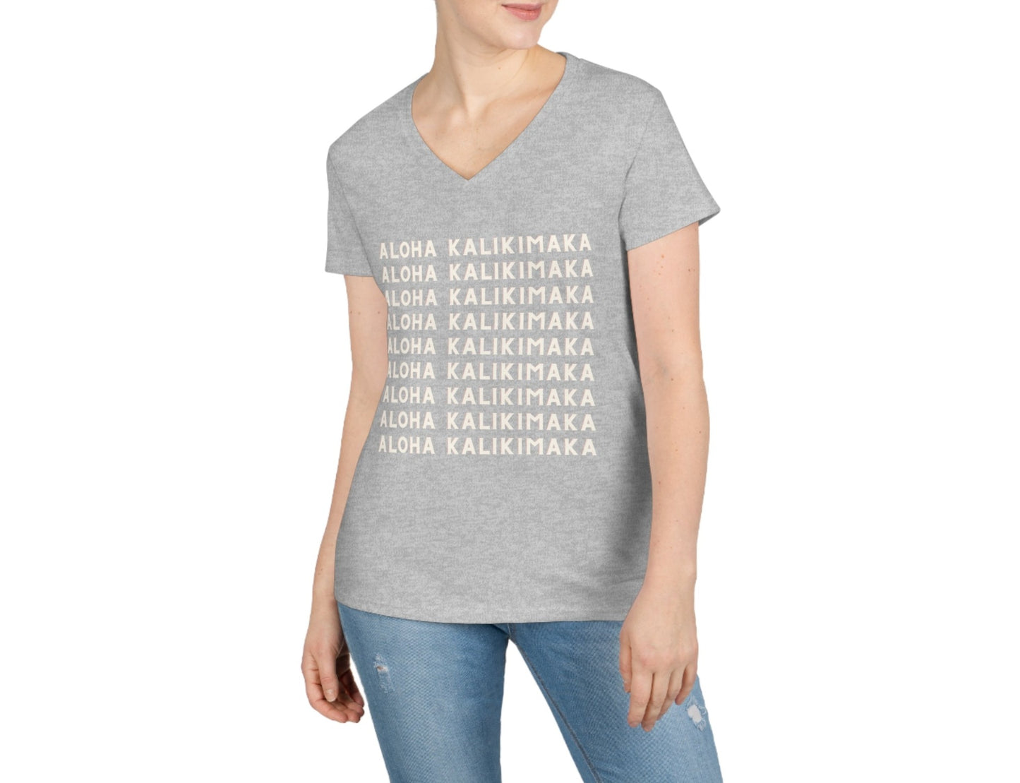 Aloha Kalikimaka All the Way V Neck Tee - Global Village Kailua Boutique