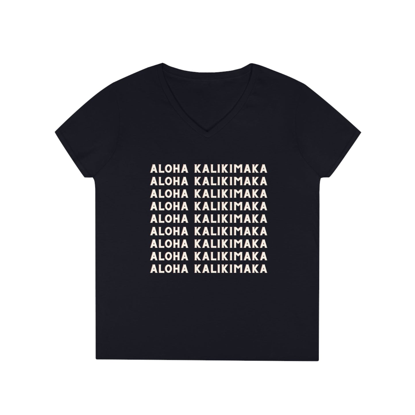 Aloha Kalikimaka All the Way V Neck Tee - Global Village Kailua Boutique