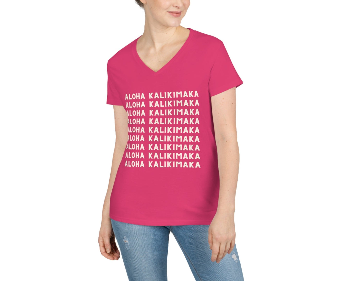 Aloha Kalikimaka All the Way V Neck Tee - Global Village Kailua Boutique