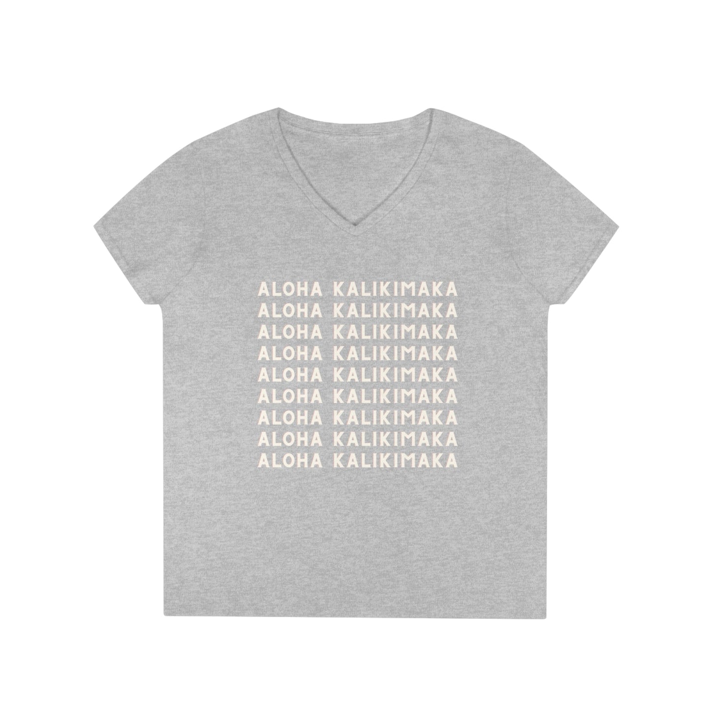 Aloha Kalikimaka All the Way V Neck Tee - Global Village Kailua Boutique