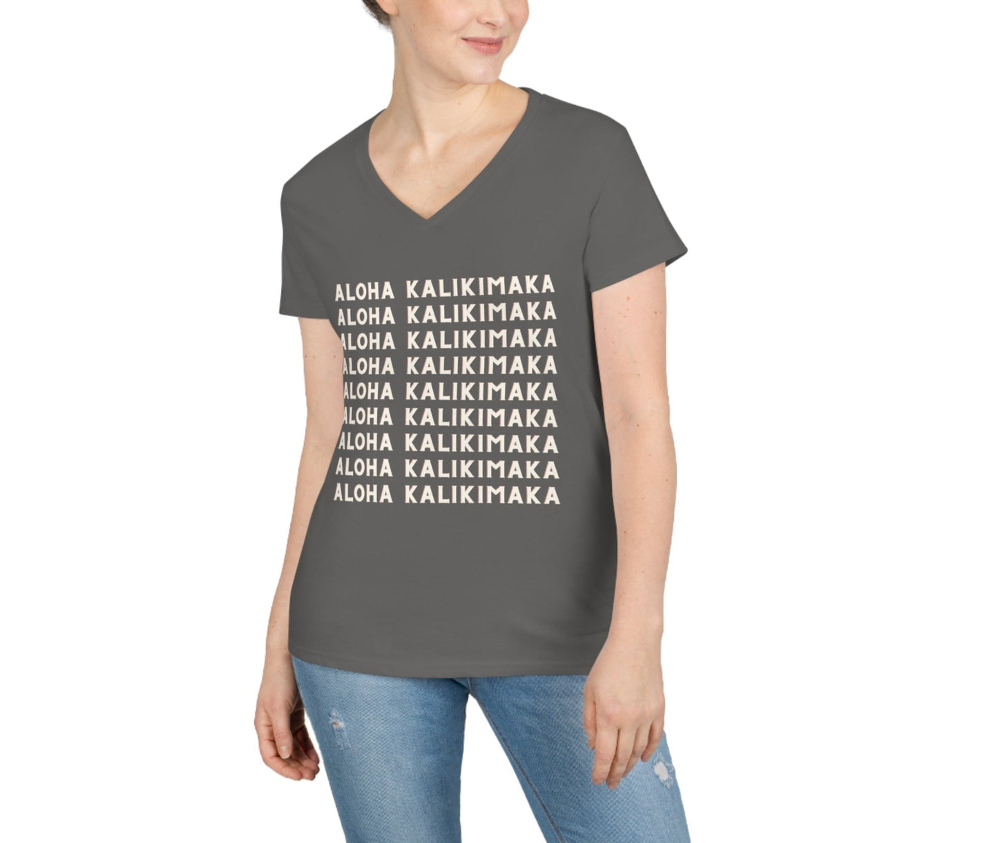 Aloha Kalikimaka All the Way V Neck Tee - Global Village Kailua Boutique