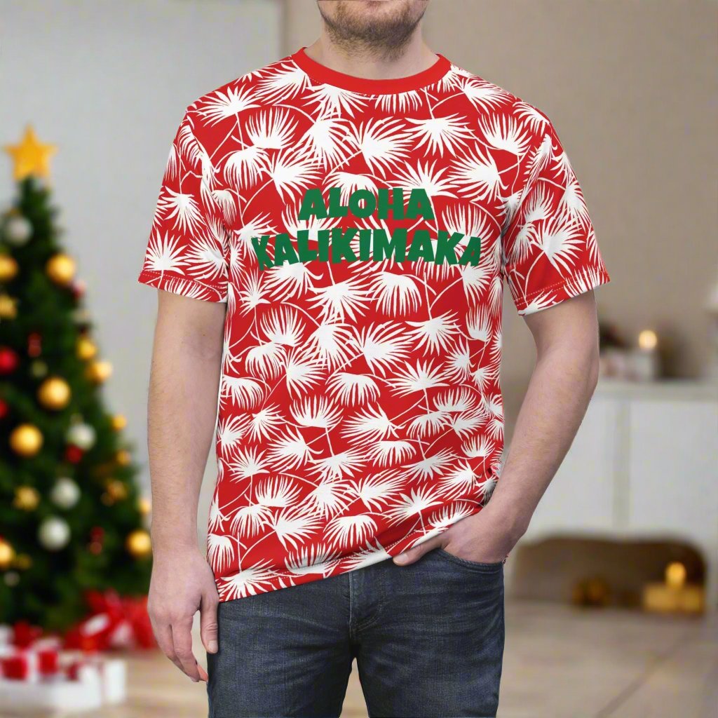 Aloha Kalikimaka Fan Palm Red Unisex Tee - Global Village Kailua Boutique