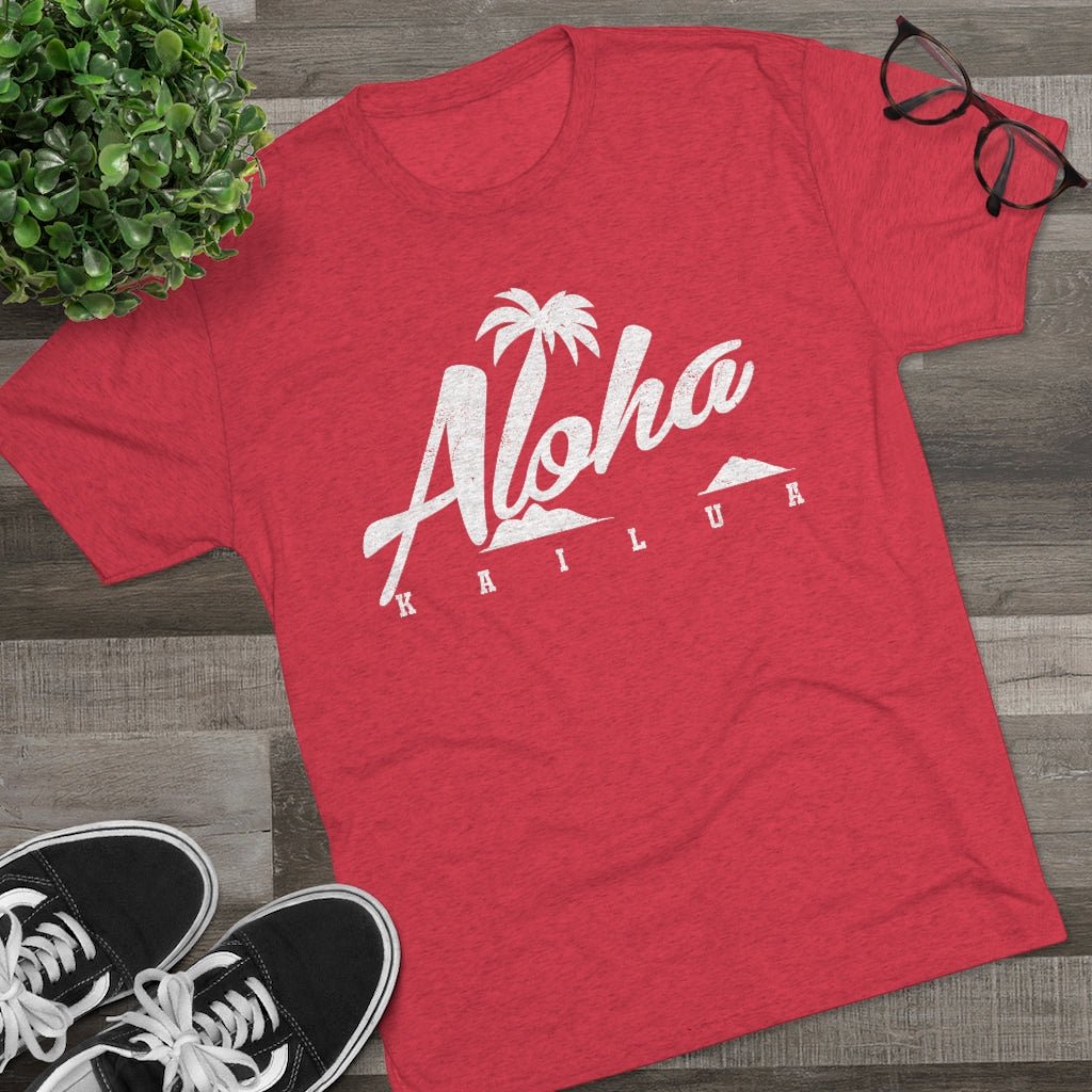 Aloha Script Unisex Triblend Crew Tee Global Village Kailua Boutique