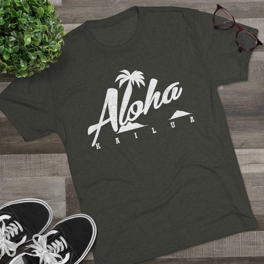 Aloha Script Unisex Triblend Crew Tee Global Village Kailua Boutique