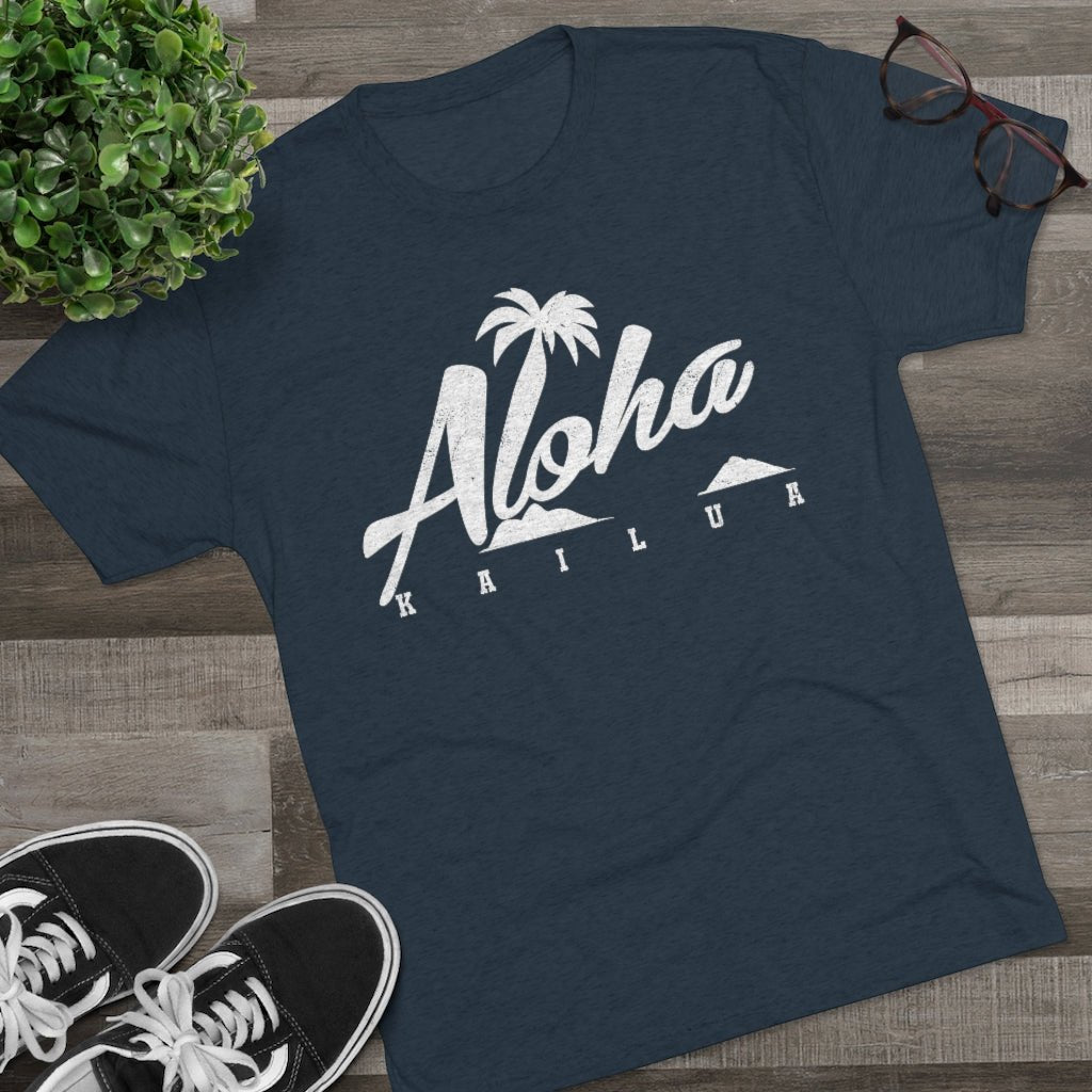 Aloha Script Unisex Triblend Crew Tee Global Village Kailua Boutique