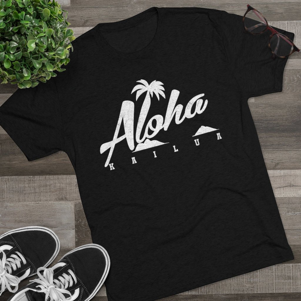 Aloha Script Unisex Triblend Crew Tee Global Village Kailua Boutique