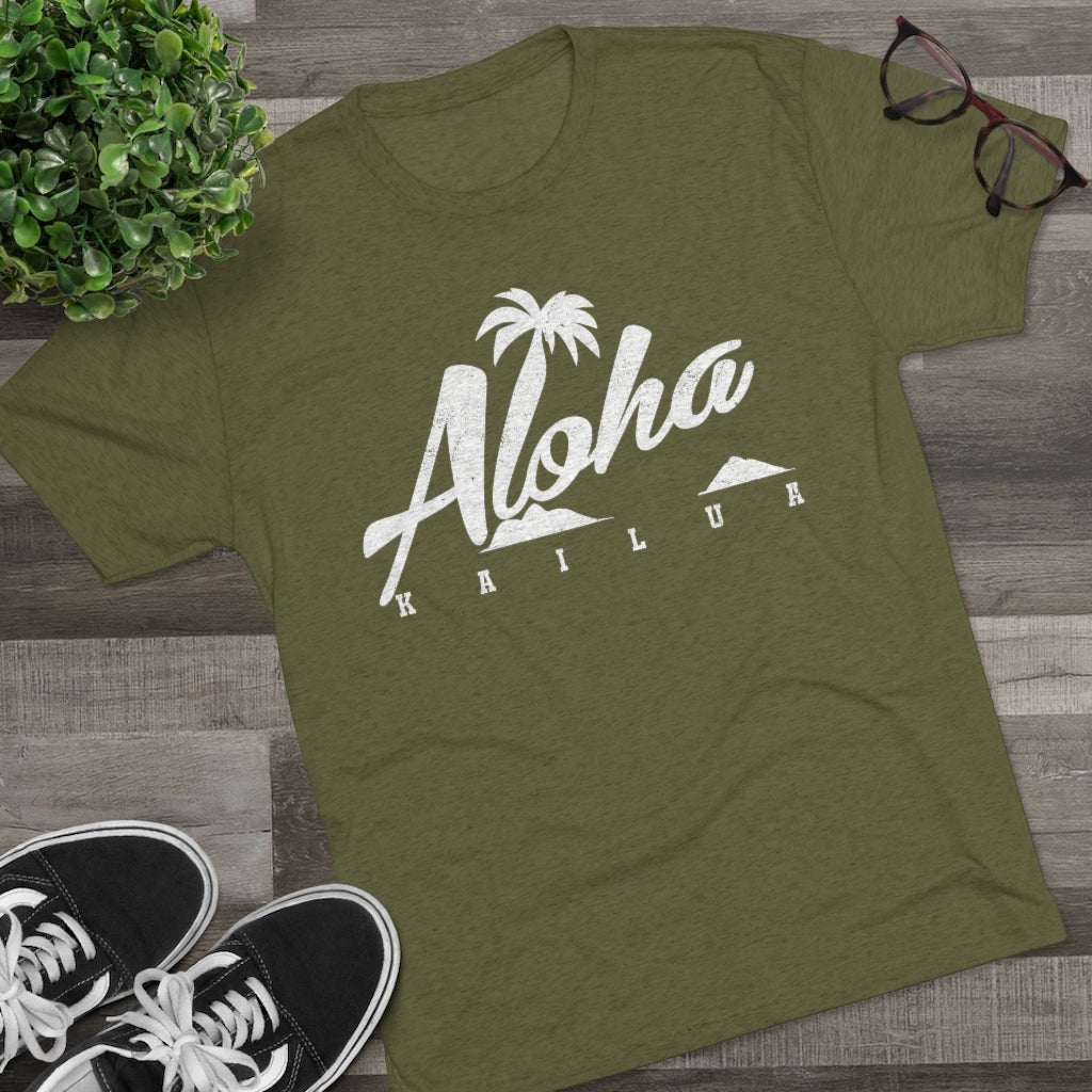 Aloha Script Unisex Triblend Crew Tee Global Village Kailua Boutique