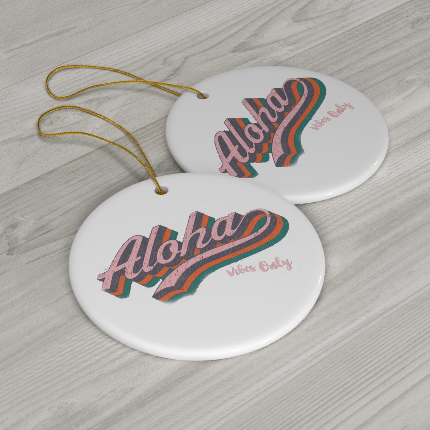 Aloha Vibes Only Ceramic Ornament Circle - Global Village Kailua Boutique