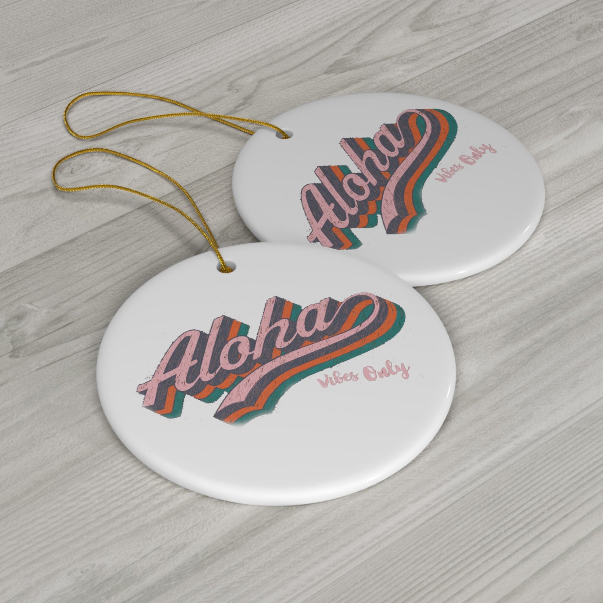 Aloha Vibes Only Ceramic Ornament Circle - Global Village Kailua Boutique
