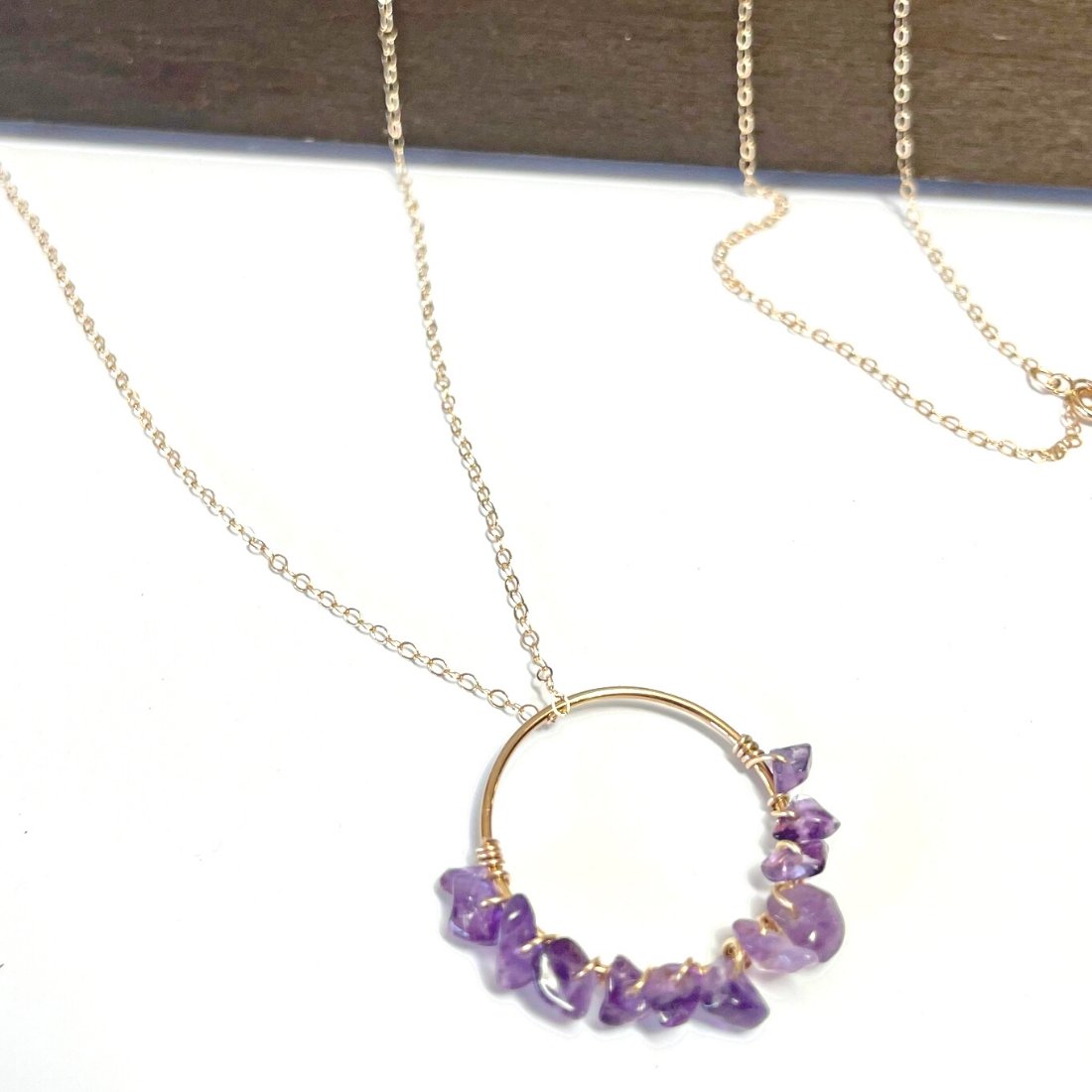Amethyst Nani Necklace 14KT Gold Filled 30" - Global Village Kailua Boutique