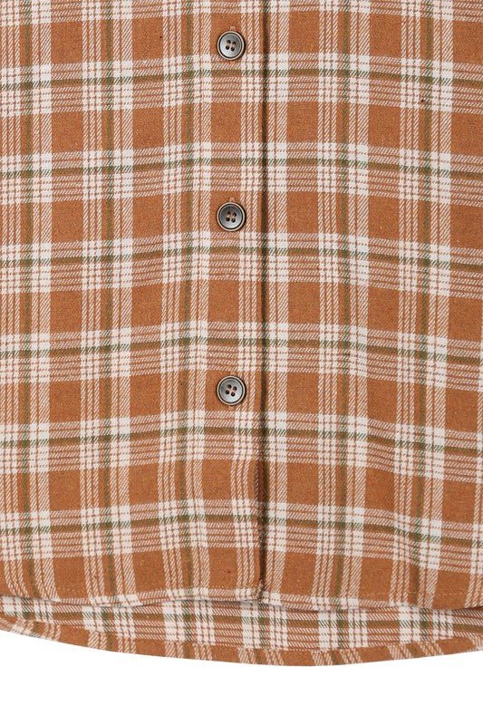 Autumn Beige Plaid Shirt Global Village Kailua Boutique