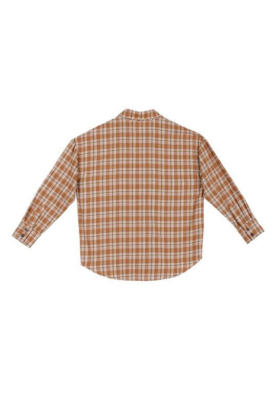 Autumn Beige Plaid Shirt Global Village Kailua Boutique