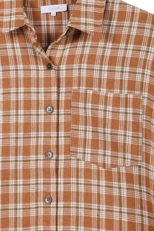 Autumn Beige Plaid Shirt Global Village Kailua Boutique