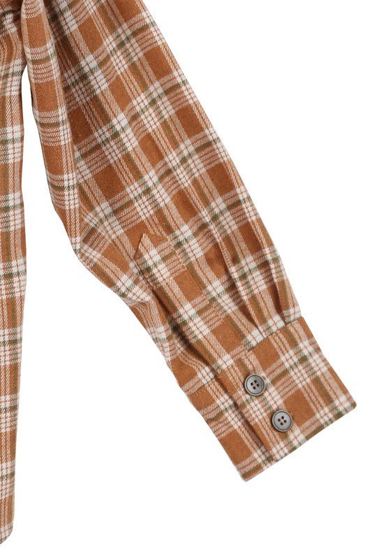 Autumn Beige Plaid Shirt Global Village Kailua Boutique