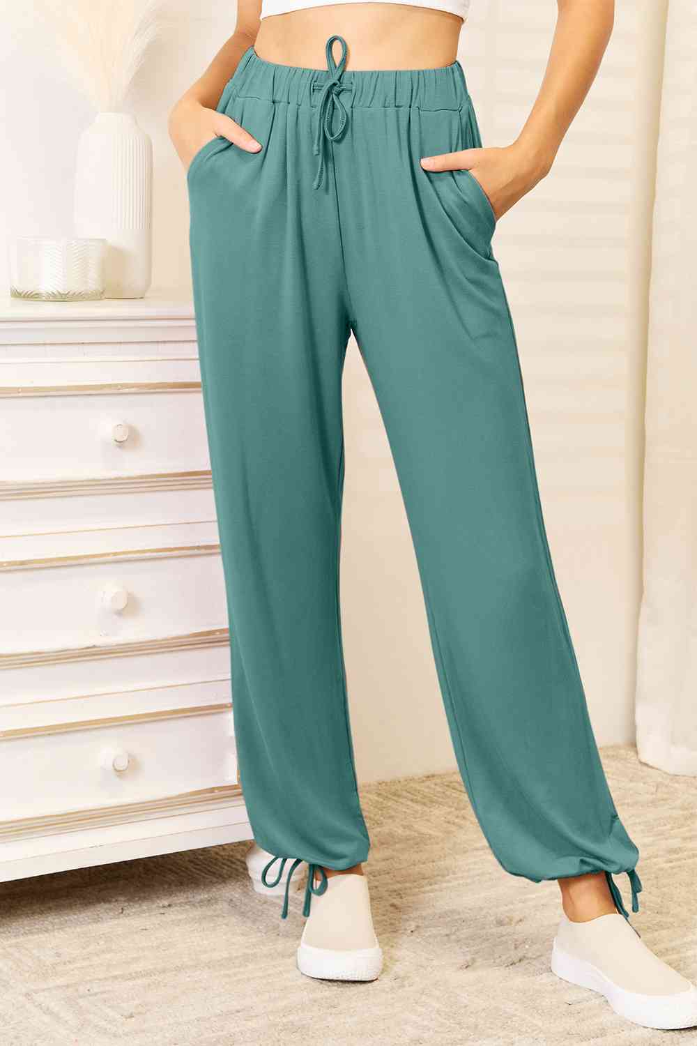 Basic Bae Soft Rayon Drawstring Waist Pants with Pockets Global Village Kailua Boutique