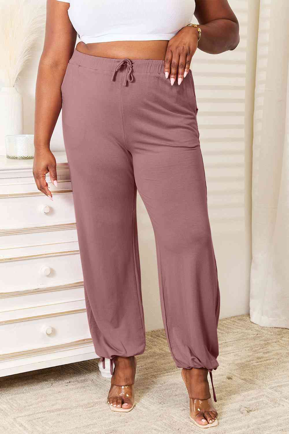Basic Bae Soft Rayon Drawstring Waist Pants with Pockets Global Village Kailua Boutique