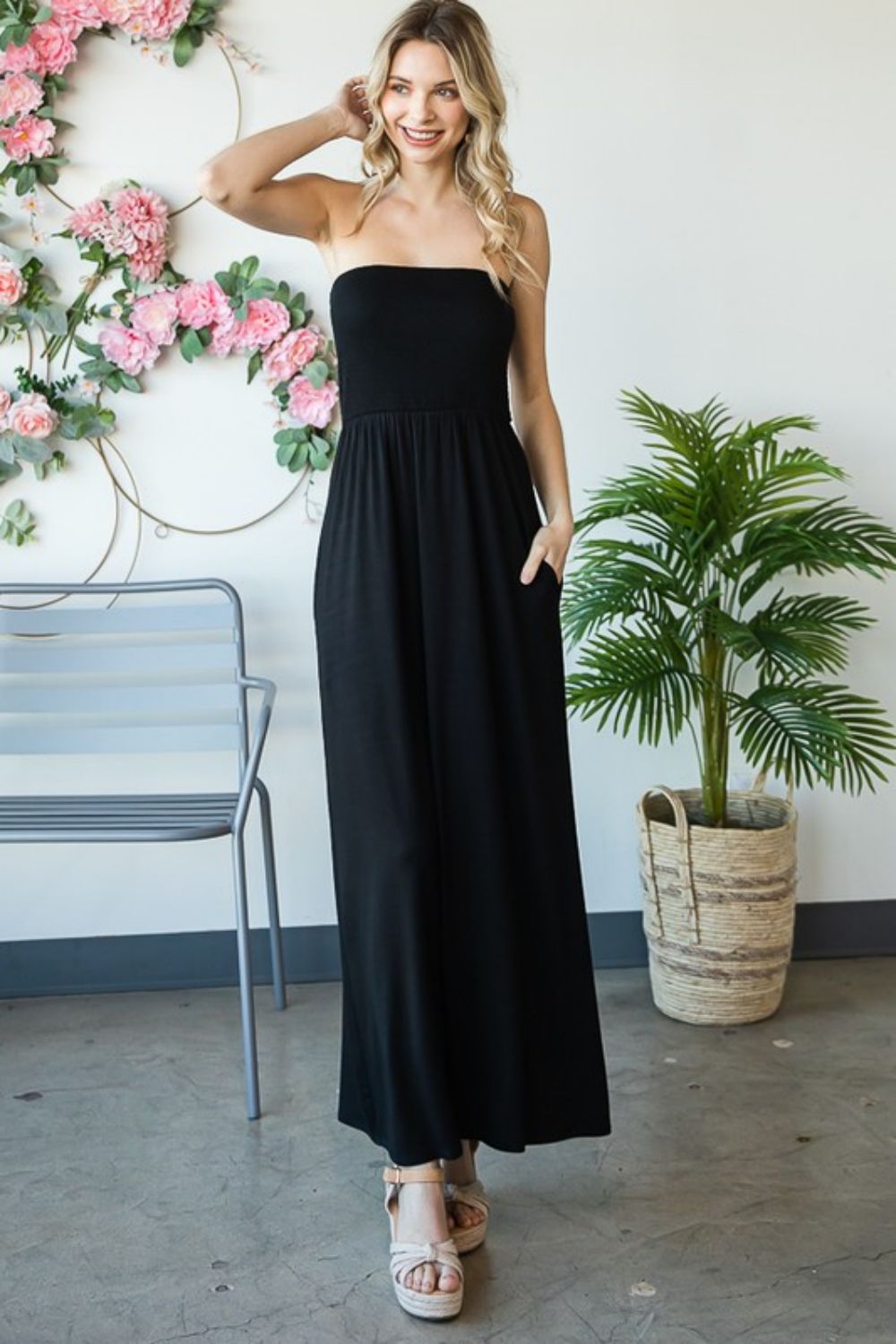 Black Strapless Maxi Dress Global Village Kailua Boutique
