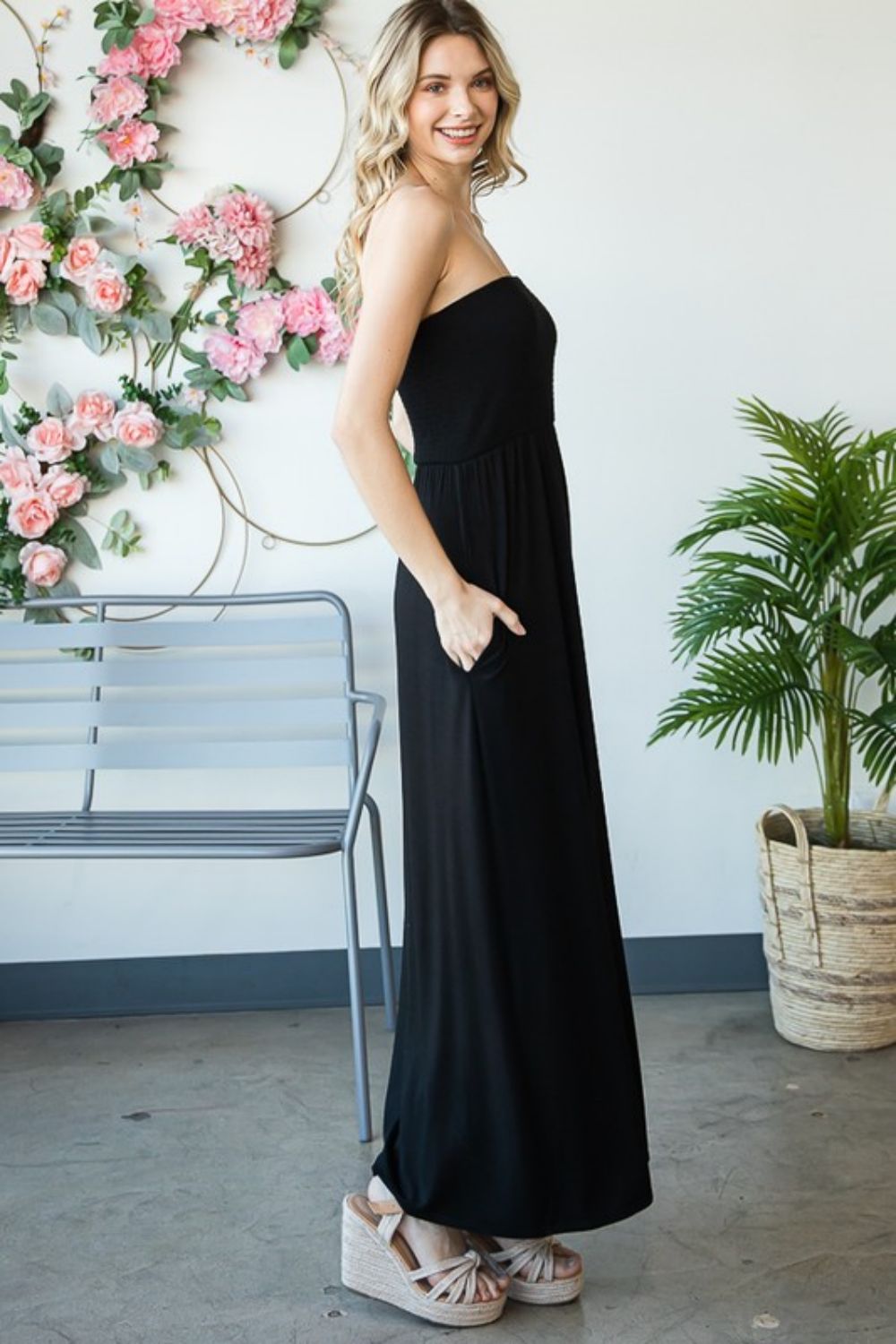 Black Strapless Maxi Dress Global Village Kailua Boutique
