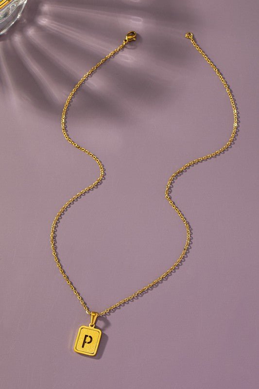 Brass Diamond Dust Cut Out Initial Necklace - Global Village Kailua Boutique