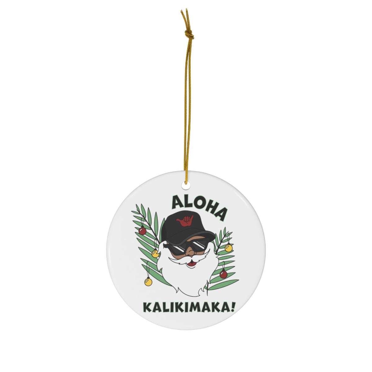 Ceramic Ornament Aloha Kalikimaka Santa - Global Village Kailua Boutique