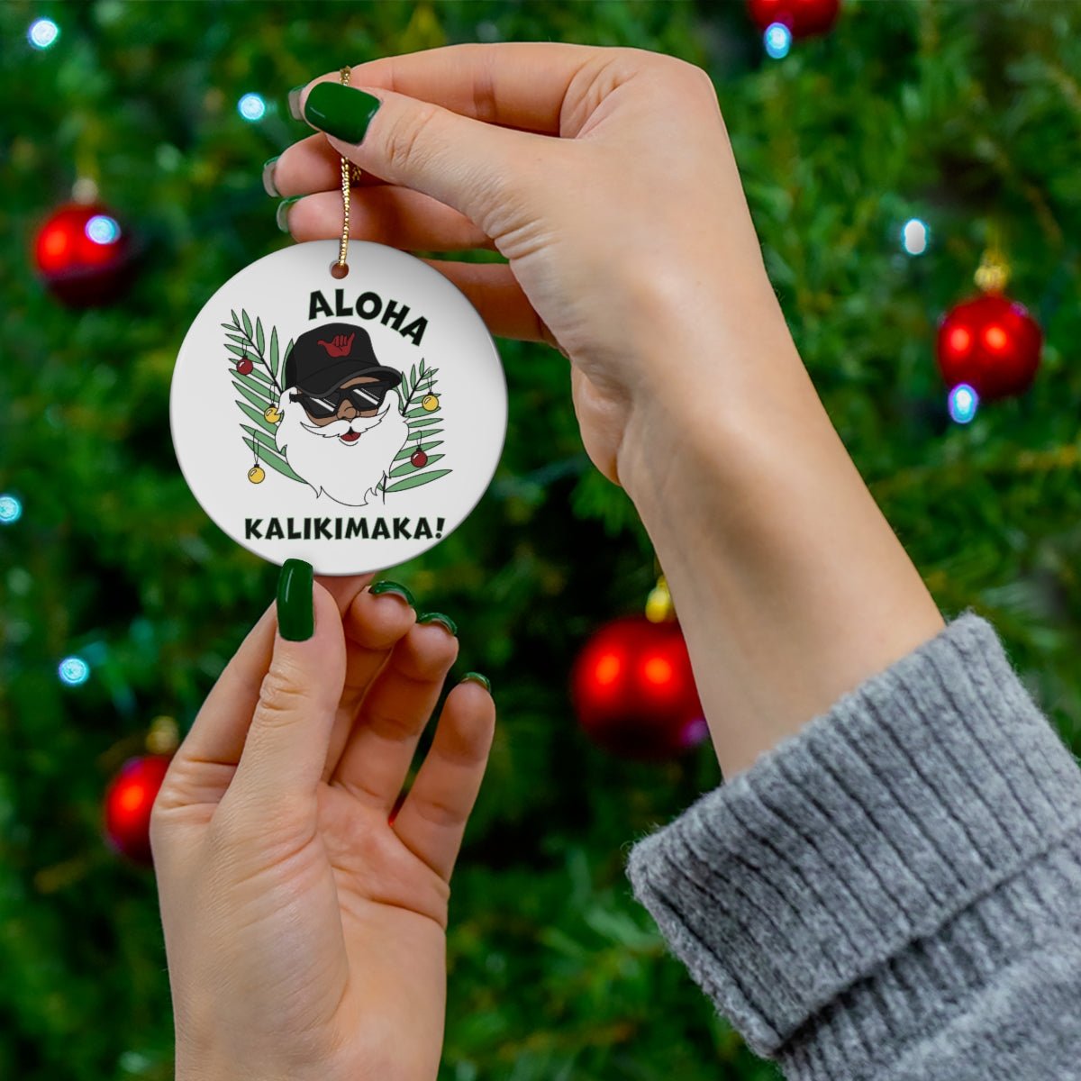 Ceramic Ornament Aloha Kalikimaka Santa - Global Village Kailua Boutique