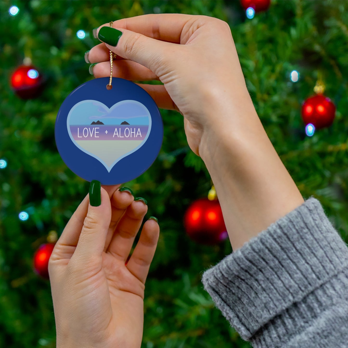 Ceramic Ornament Love + Aloha - Global Village Kailua Boutique