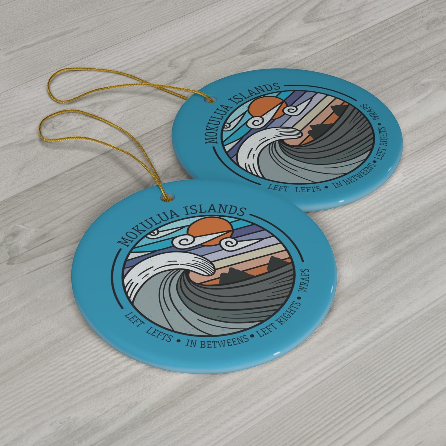 Ceramic Ornament Mokulua Islands Surf Blue - Global Village Kailua Boutique