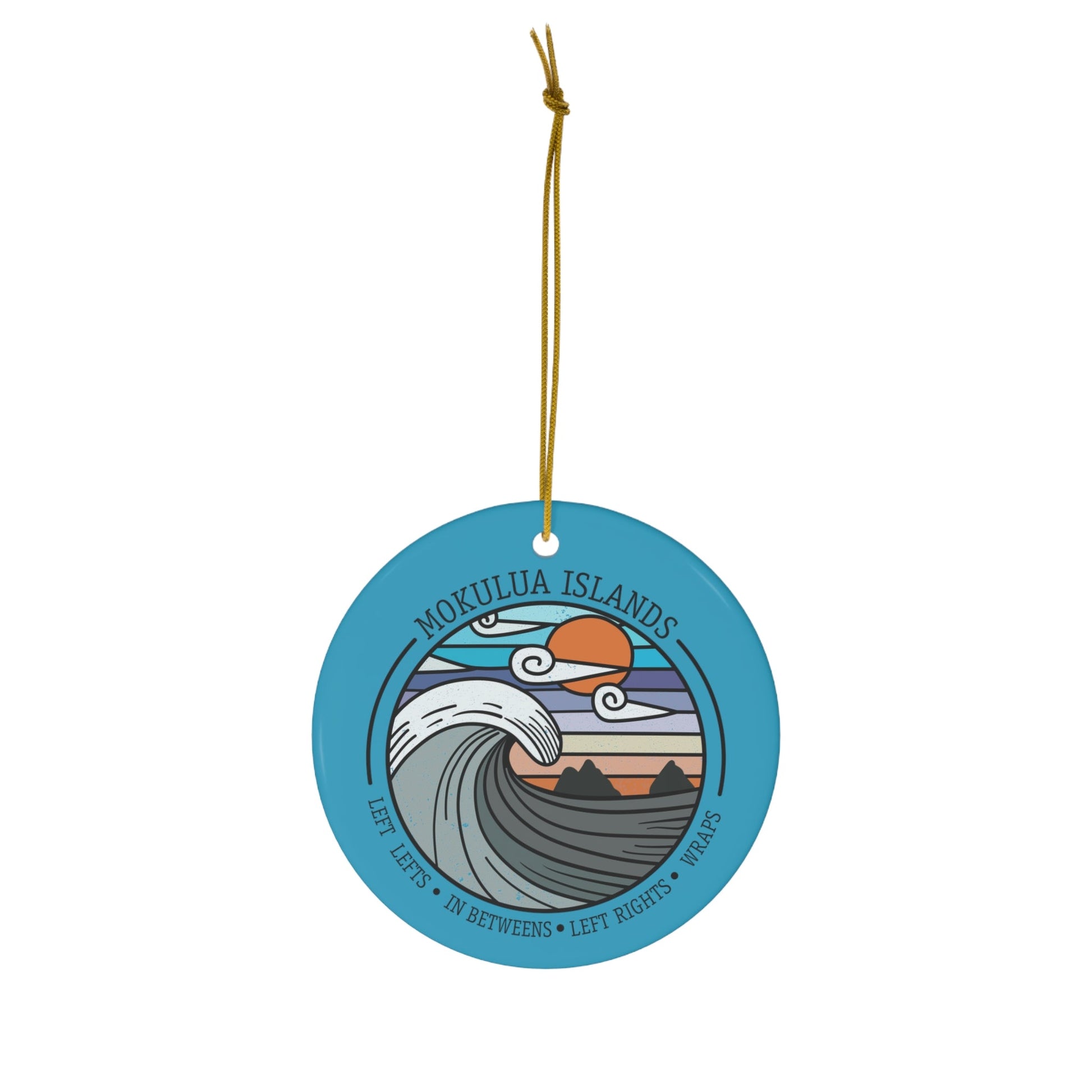 Ceramic Ornament Mokulua Islands Surf Blue - Global Village Kailua Boutique