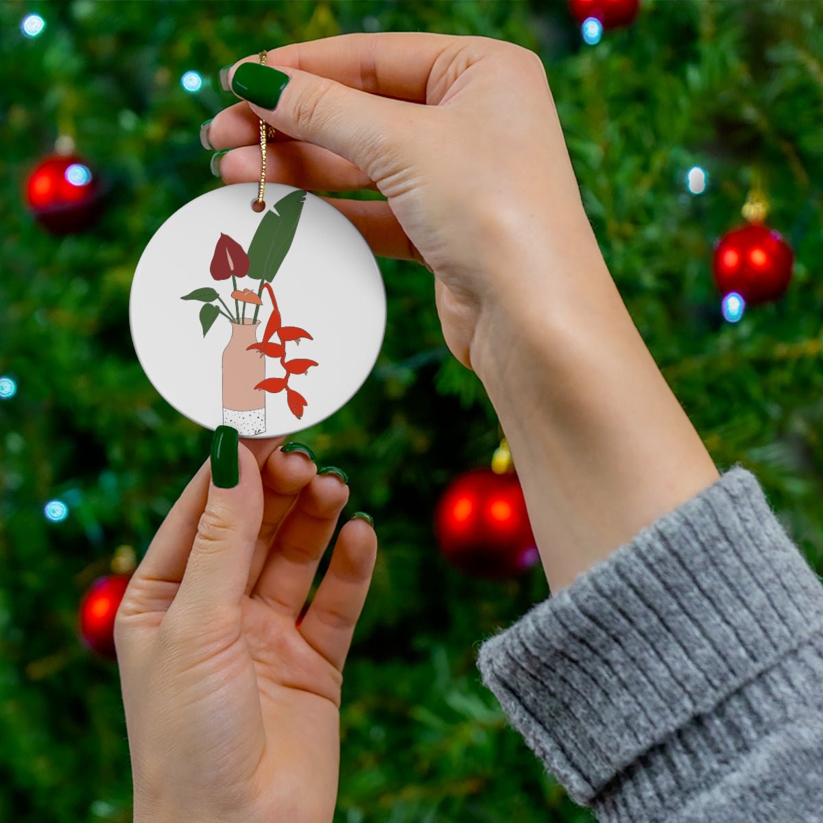 Ceramic Ornament Tropical Flowers - Global Village Kailua Boutique