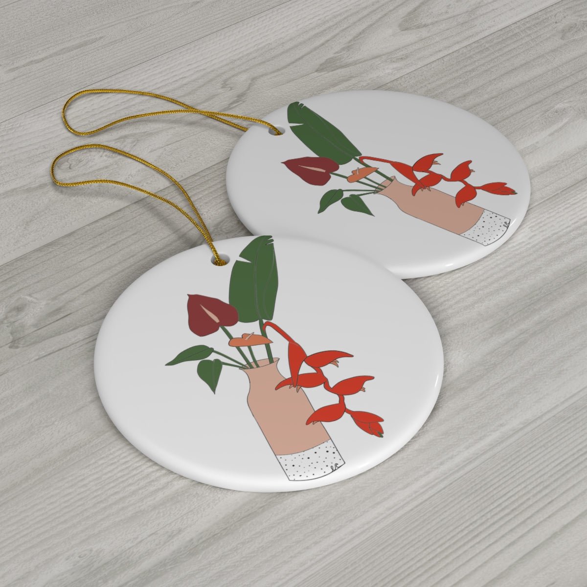 Ceramic Ornament Tropical Flowers - Global Village Kailua Boutique