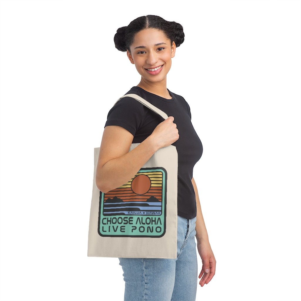 Choose Aloha Live Pono Canvas Tote Bag Global Village Kailua Boutique