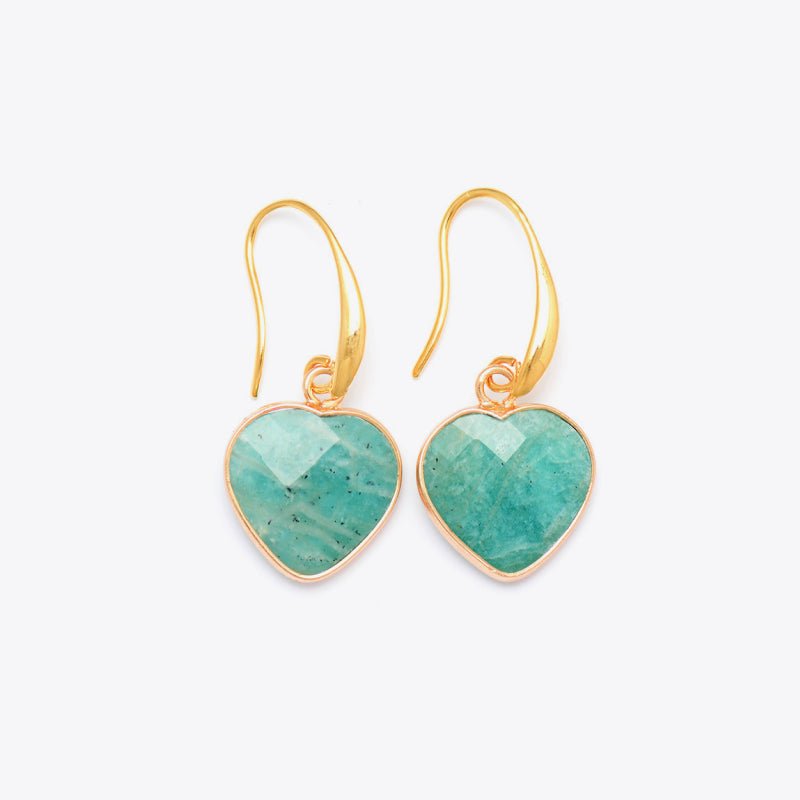 Chrysoprase Heart Drop Earrings - Global Village Kailua Boutique